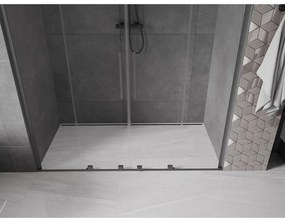 Mexen Velar L Duo, posuvné sprchové dvere do otvoru 180 cm, 8mm číre sklo, brúsený grafit, 871-180-003-02-95