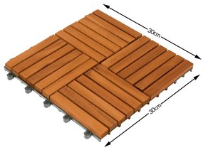 InternetovaZahrada Drevené dlaždice Quatro mozaika – sada 11ks, 30x30cm