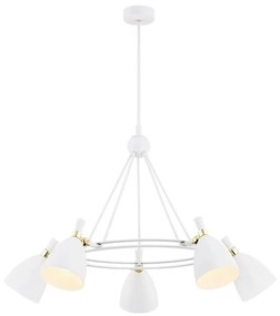 Argon 2117 - Luster na tyči CHARLOTTE 5xE27/15W/230V biela/zlatá