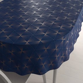 Biante Zamatový oválny obrus Isabela IBL-011 Rose Gold trojuholníky na kráľovsky modrom 60x100 cm