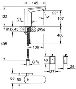 GROHE 36366002 - Elektronická umývadlová batéria GET E, lesklý chróm