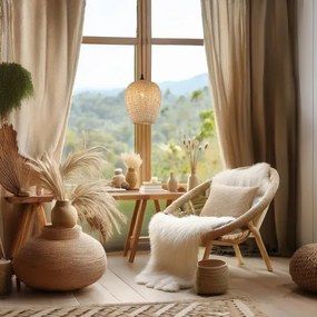 Luster na lanku ALMA 1xE27/60W/230V pr. 23 cm bambus