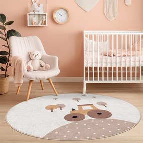 Béžový prateľný detský koberec ø120 cm Tractor World – Mila Home