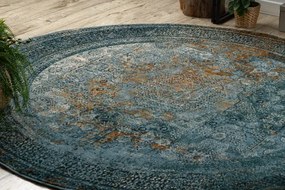 Koberec OMEGA MAMLUK tmavomodrý / hnedý kruh