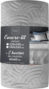 Sivá zamatová súprava prikrývky a obliečky na vankúš 240x260 cm Solange – douceur d'intérieur