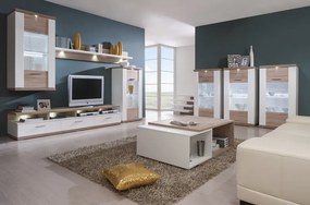 Vitrína Caracas typ 24, dub/biely lesk, s osvetlením