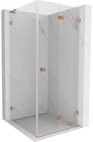 Mexen Lunar-F L, sprchový kút pravý 90 x 90 cm, 8mm číre sklo, profil medená matná, 836L-090-090-65-00-P