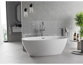 Mexen Luvo Slim, voľne stojaca vaňa 170 × 75 cm, biela lesklá, grafitový prepad, 52801707500-66