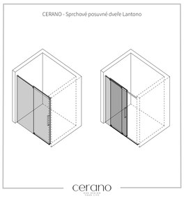 CERANO - Sprchové posuvné dvere Lantono L/P - 8 mm - čierna matná, grafitové sklo - 170x195 cm, CER-CER-8050BD7242
