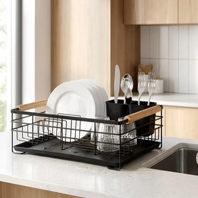 VILDE Odkvapkávač na riad čierny VILDE, 43 x 28,5 x 14,5 cm