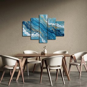 Obraz - Bledomodrý mramor so zlatom II. (150x105 cm)