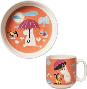 Set hrnčeka a taniera Moomin Under the Umbrella, darčekový box