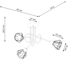 Sollux SL.1109 - Luster na tyči ARTEMIS 3xE14/40W/230V čierna