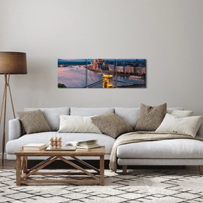 Obraz - Panorama mesta, Budapešť, Maďarsko (s hodinami) (90x30 cm)
