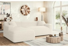 Krémová menčestrová rohová pohovka (ľavý roh/s leňoškou) Martin – Ropez