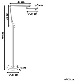 Stojaca LED lampa 170 cm tmavosivá CARINA Beliani