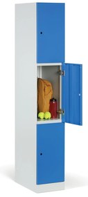 Šatníková skrinka s úložnými boxmi, 3 boxy, 1850 x 300 x 500 mm, cylindrický zámok, laminované dvere, dub prírodný