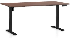 Výškovo nastaviteľný stôl OfficeTech B, 160 x 80 cm, čierna podnož, orech