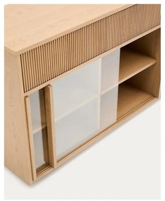 Vitrína v dekore duba s posuvnými dverami v prírodnej farbe 200x80x40 cm Helvine – Kave Home
