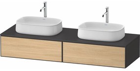 DURAVIT Zencha závesná skrinka pod dve umývadlá na dosku, 2 zásuvky, 1600 x 550 x 281 mm, dub prírodný/grafit super matná, ZE4815B30800000