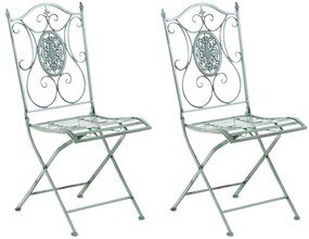 Kovová skladacia stolička Sibell (SET 2 ks) - Zelená antik
