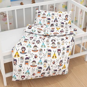 Biante Detské bavlnené posteľné obliečky do postieľky Sandra SA-045 Malí indiáni Do postieľky 100x135 a 40x60 cm