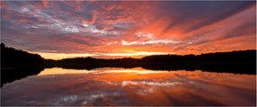Obraz - Západ slnka nad jazerom (120x50 cm)