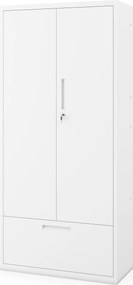 Modulárna kovová multifunkčná skriňa s vysokou zásuvkou biela MEGAN 1950 x 900 x 400 mm