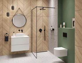 Erga Paris, sprchová zástena Walk-In 60x200 cm v čiernom ráme, 8mm číre sklo, čierny profil, ERG-V02-PARIS-060x200-BF