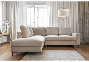 Béžová menčestrová rozkladacia rohová pohovka (ľavý roh) Lofty Lilly – Miuform