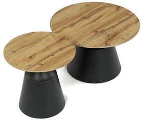 Súprava konferenčných stolíkov F4150 ART,remeselne spracovaný dub, 2 ks