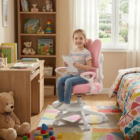 Detská rastúca stolička Neoseat KIDDY TWO — látka, prateľný poťah, ružová