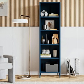Knižnica do obývačky MARIO, 500 x 1800 x 350 mm, Modern: tmavomodrá farba