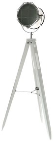 Dekorstudio Podlahová lampa TRIPOD na bielej trojnožke s chrómovaným tienidlom 153cm