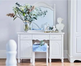 Biely toaletný stolík s zrkadlom Susanne