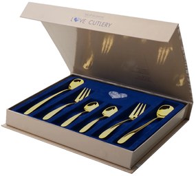Darčekový set so srdiečkom 6 ks zlatý — Love Cutlery - 116440