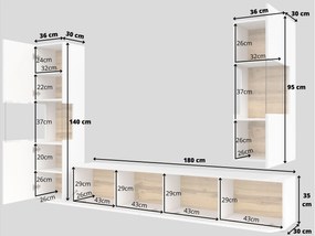 Obývacia stena Avernic Typ 10 (biela + dub wotan). Vlastná spoľahlivá doprava až k Vám domov. 1042050