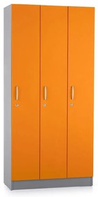 Drevená šatníková skrinka Visio LUX - 3 oddiely, 90 x 42 x 190 cm, oranžová