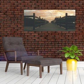 Obraz dreveného móla nad jazerom (120x50 cm)