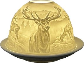 Tealight Holder ? 12x8 Cm White Porcelain Deer - Home deco