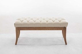 Lavica Ramses 100, drevené nohy antik svetlé - Krémová