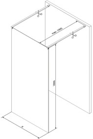 Mexen Kioto, priechodná sprchová zástena 120 x 200 cm, 8mm sklo číre/biely vzor, 2x zlatá stabilizačná rozpera, 800-120-002-50-97