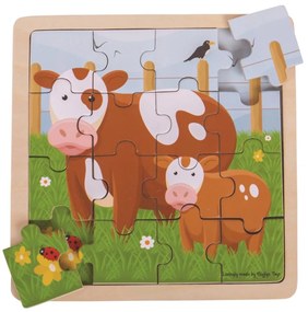Bigjigs Toys puzzle - Kravička s teliatkom