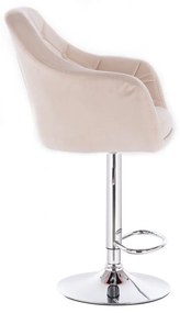 LuxuryForm DESIGN Barová stolička ANDORA VELUR na striebornom tanieri - krémová