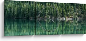 Obraz - Ihličnany pri jazere (s hodinami) (90x30 cm)