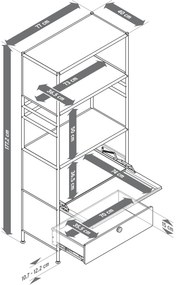 Kovový regál »CN3« s 1 priehradkou a 2 zásuvkami