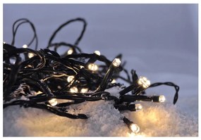 Solight LED vonkajšia vianočná reťaz 50LED 5m 3m prívod 8 funkcií IP44 3x AA teplá biela 1V53-WW