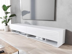 TV stolík/skrinka Adenik 180 MDF, Farby: biela / biela fala, Osvetlenie: osvetlenie LED RGB - farebné