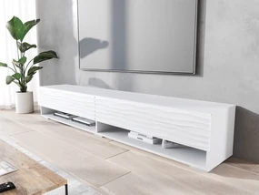 TV stolík/skrinka Adenik 180 MDF, Farby: čierny grafit / čierna fala, Osvetlenie: osvetlenie LED RGB - farebné