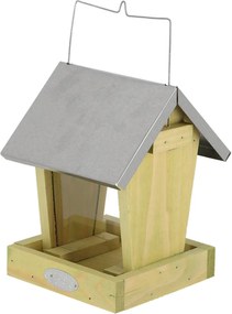 Závesné kŕmidlo pre vtáky Simi, 22x15,5x15,5 cm, drevo/kov, hnedá